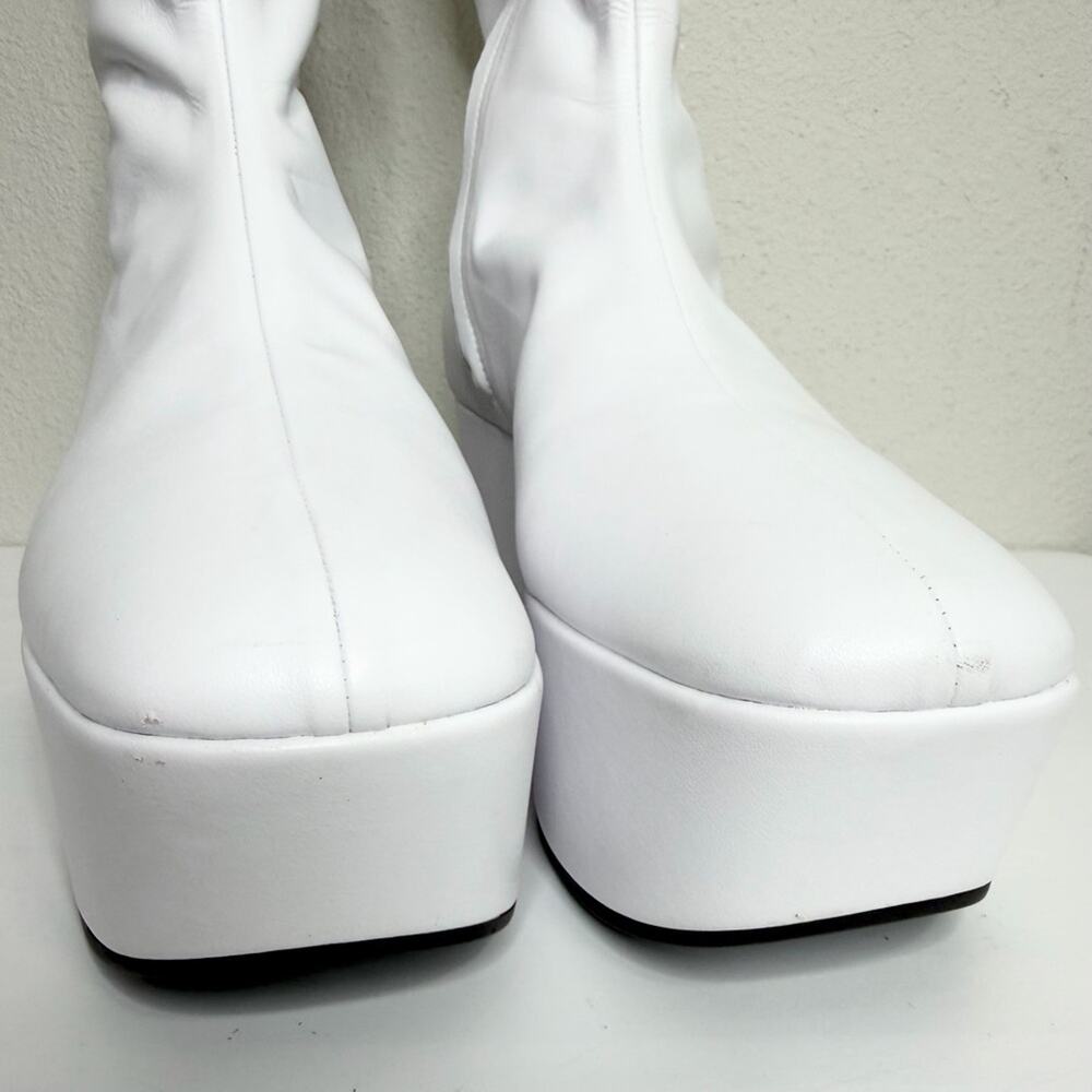 Prada Nappa Tech Triangle Logo White Chunky Platform Block Heel Boots IT Size 38 - Picture 12 of 16